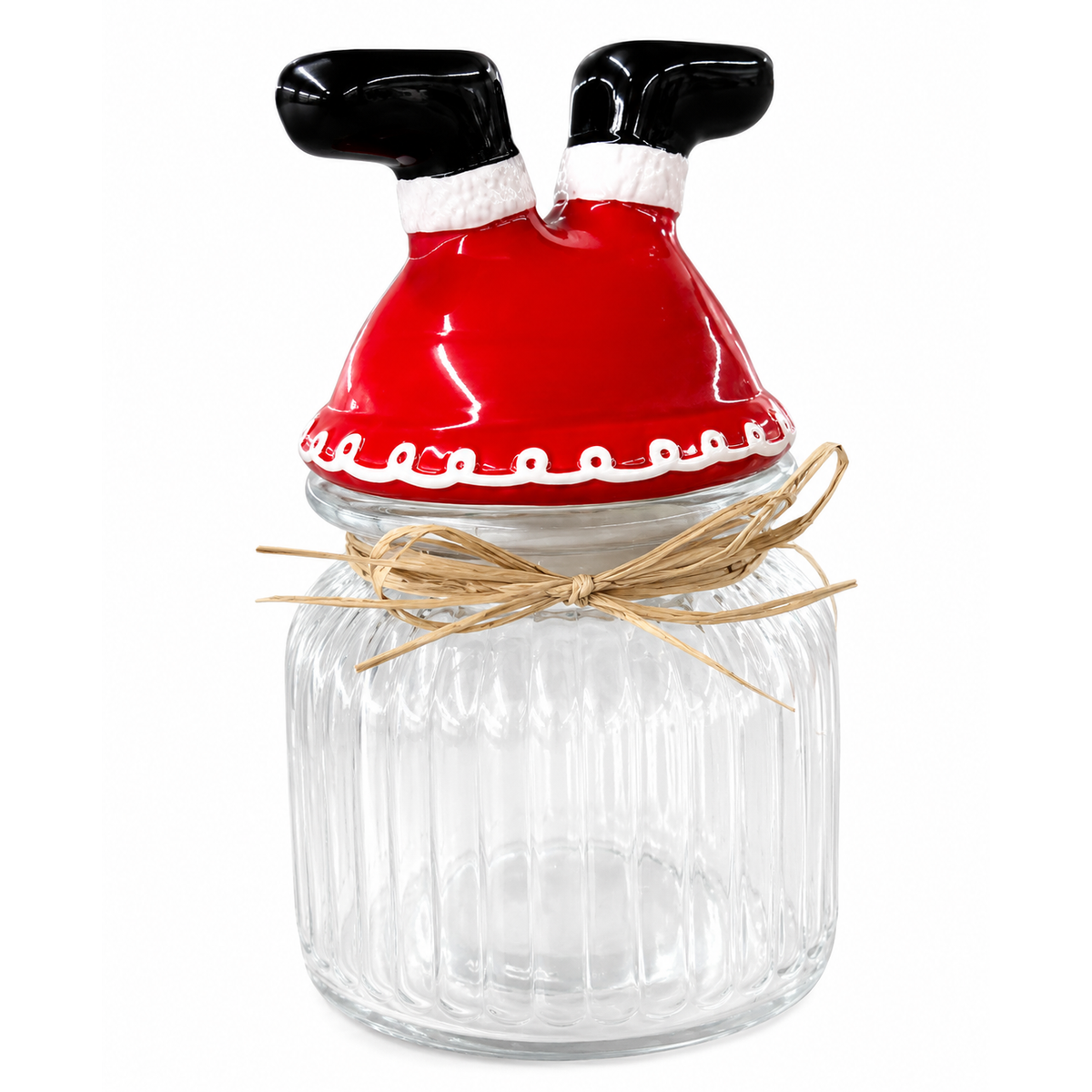 Santa Boots Glass Storage Jar