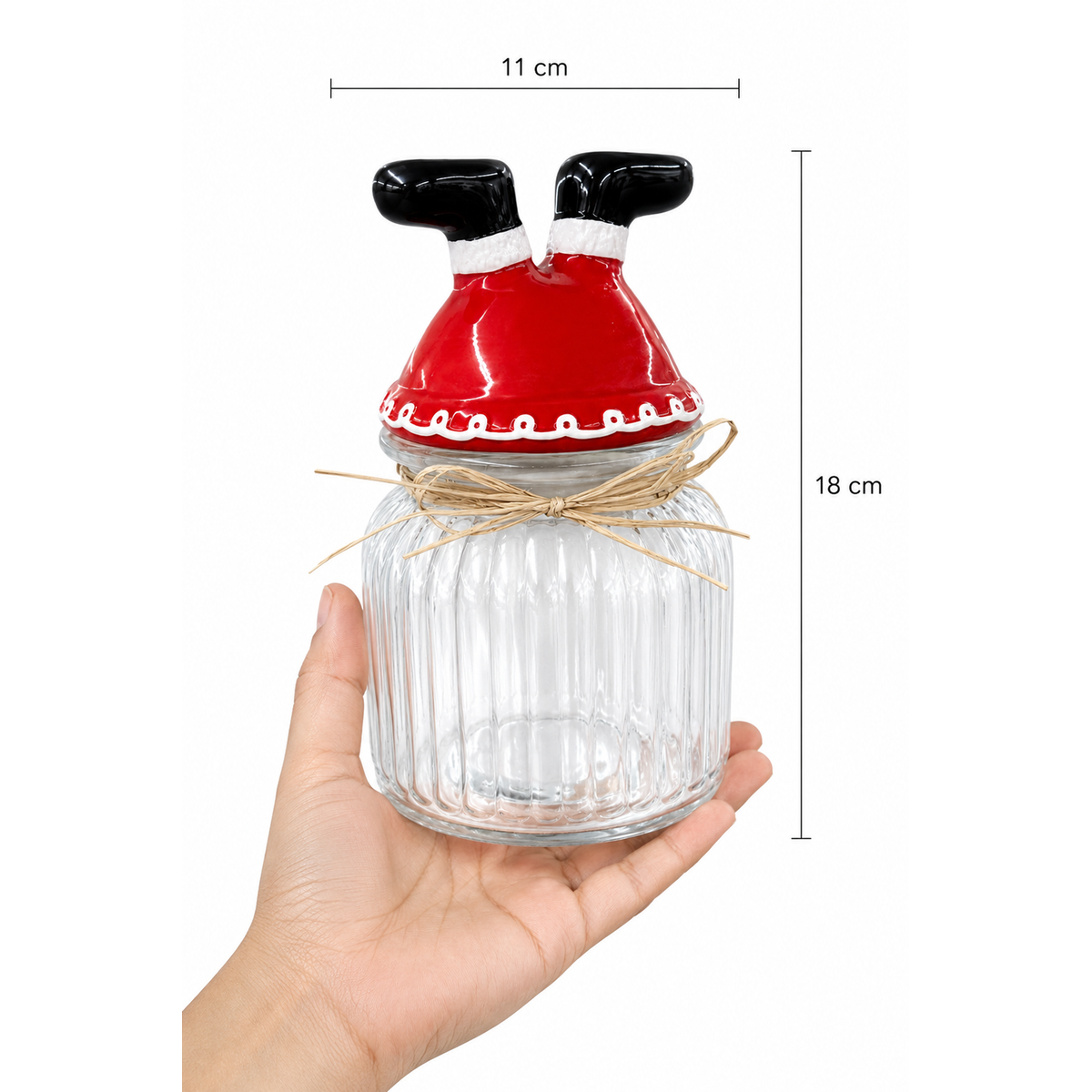 Santa Boots Glass Storage Jar