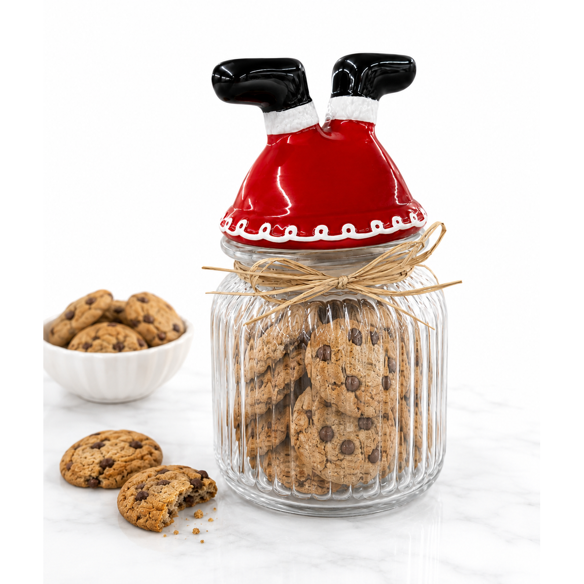 Santa Boots Glass Storage Jar