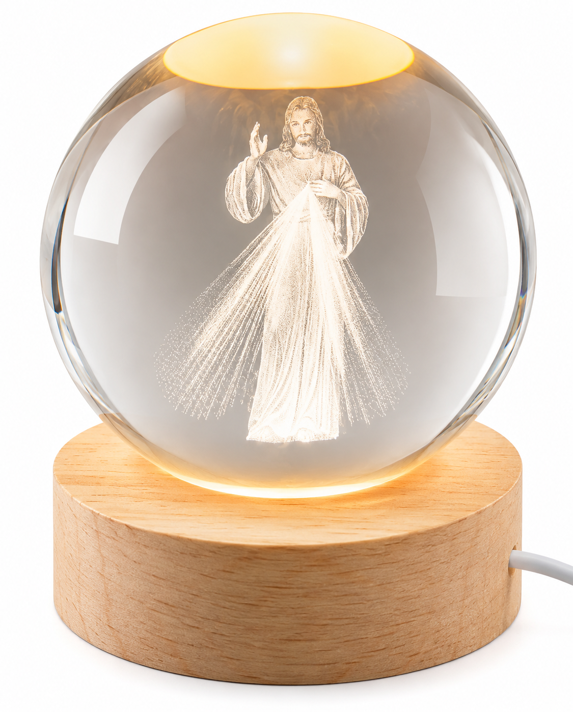 Divine Mercy Crystal Globe LED Lamp