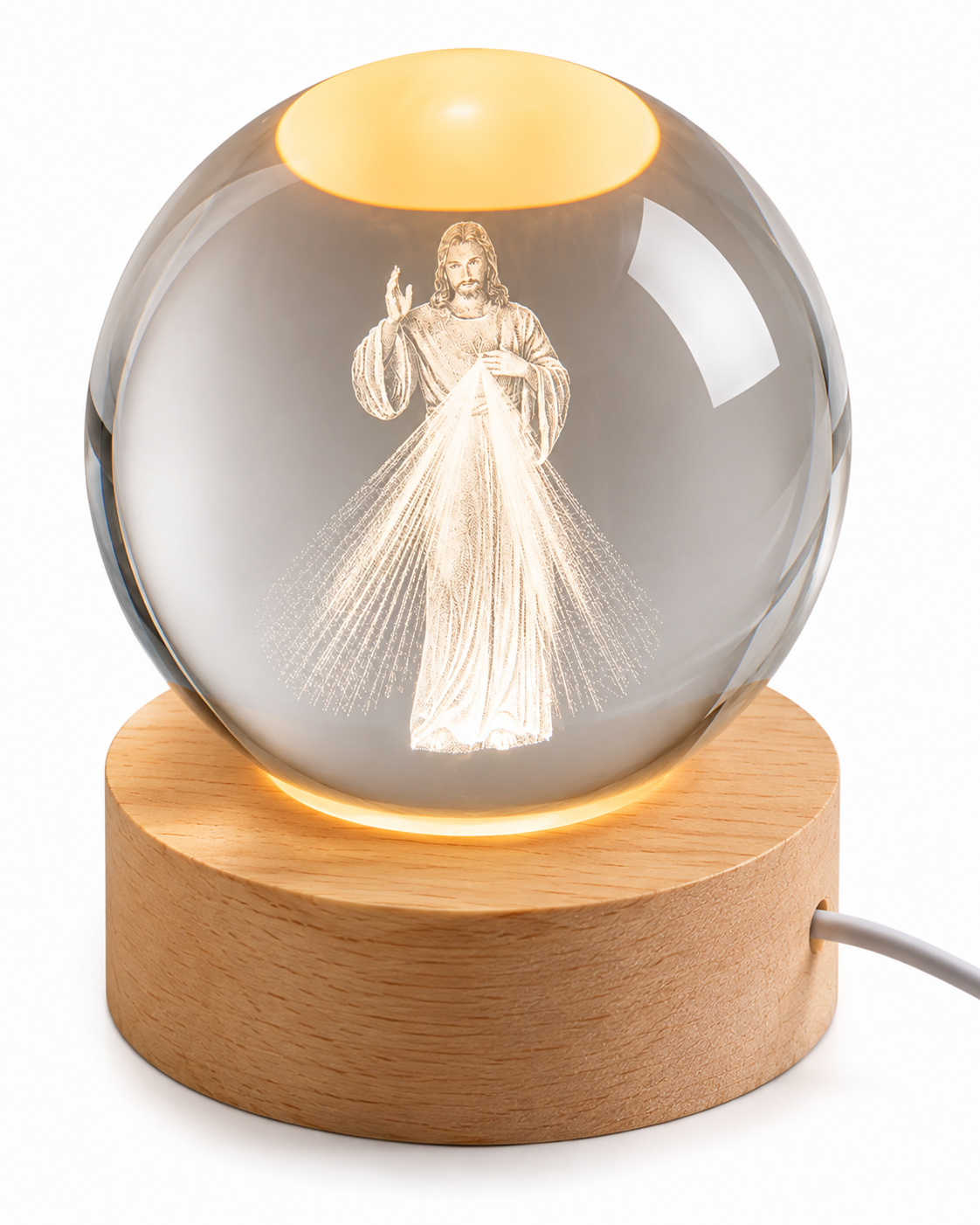 Divine Mercy Crystal Globe LED Lamp
