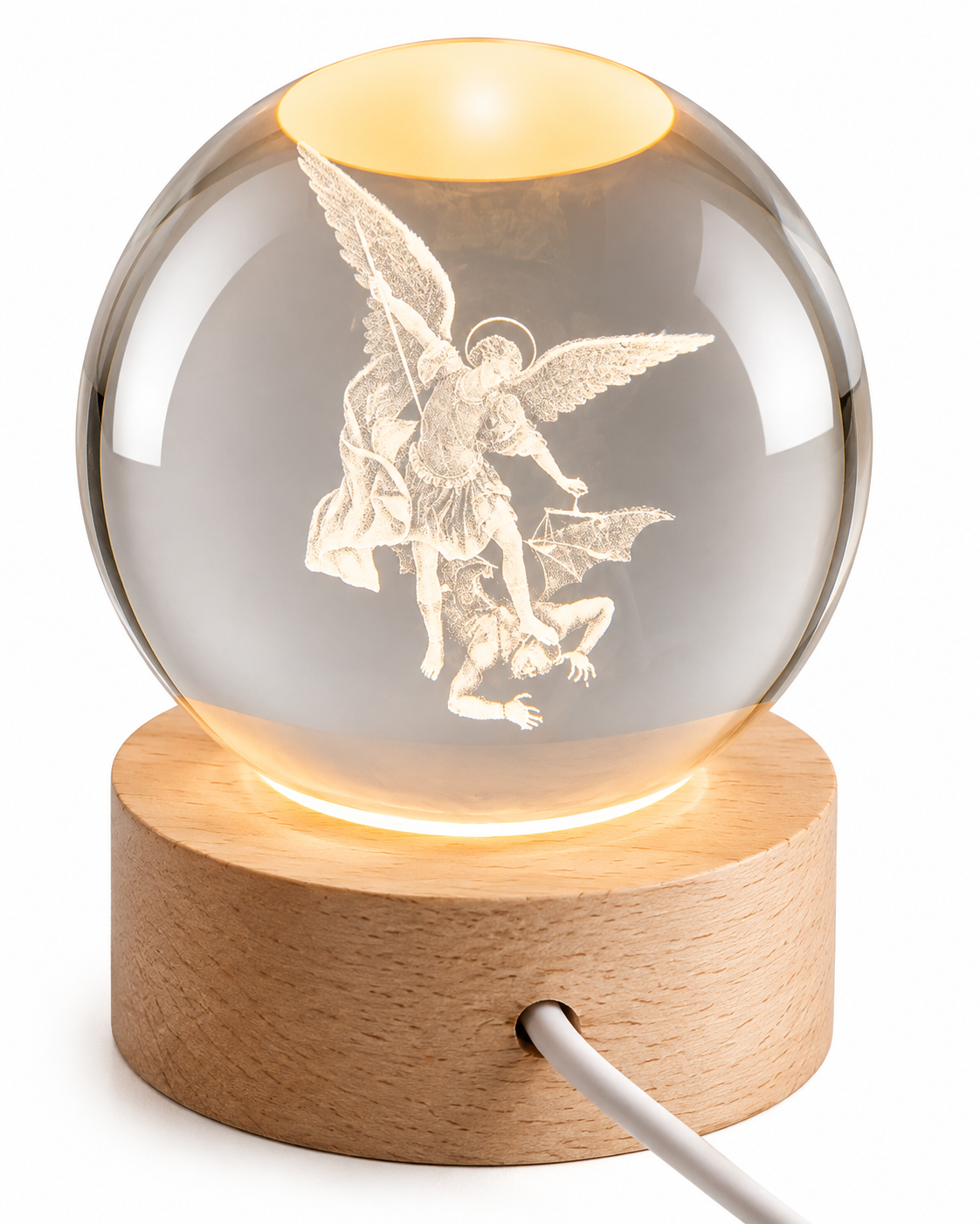 St. Michael the Archangel Crystal Globe Lamp