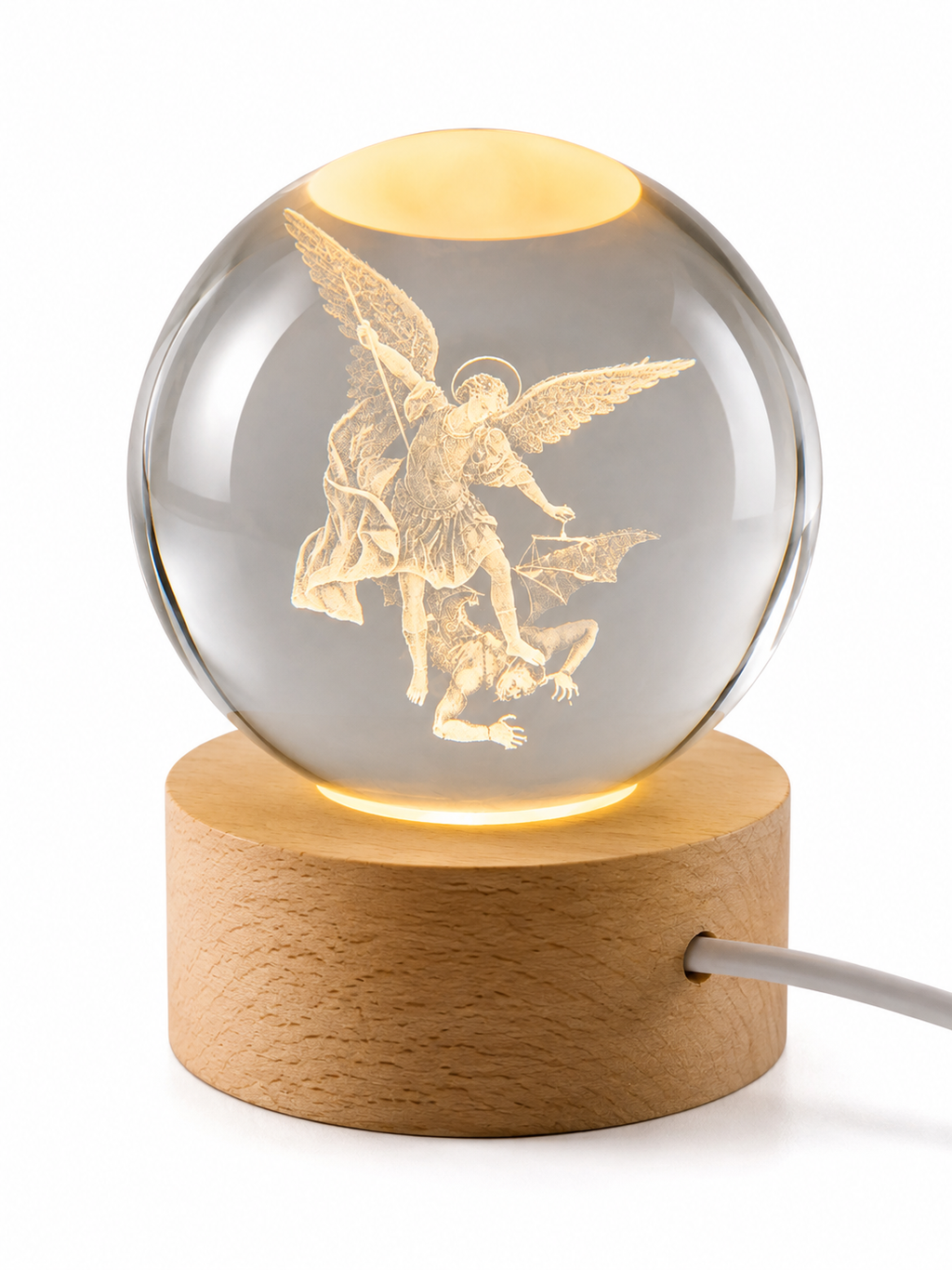 St. Michael the Archangel Crystal Globe Lamp