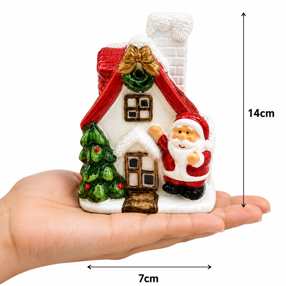 Santa’s Snowy Cottage Figurine